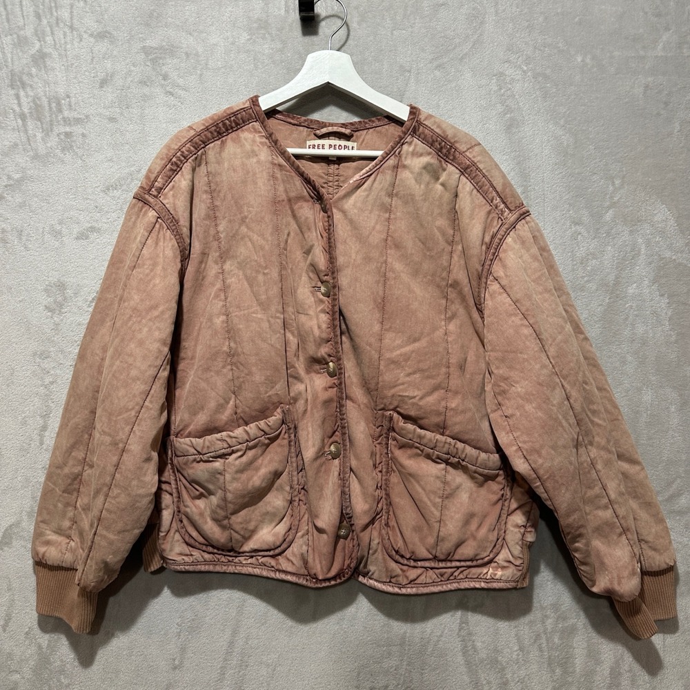 Free People We The Free Mixed Signals Liner Jacket Dusty Pink Quilted Size M